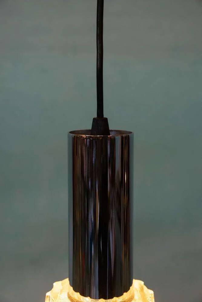 Vintage chrome and glass suspension, space age cascade lamp.