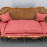 Antique Carved Sofa with Cane Sides , Czechoslovakia