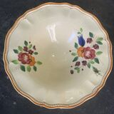 Coupe a fruits en faience avec des fleurs peintes a la main, ancienne