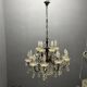 Vintage Bronze & Crystal Chandelier, 15 Lights, 1950s