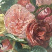 Old painting, still life with daisy roses and wild flowers, signed, early XX century