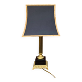 Vintage table lamp in gold brass and black marble