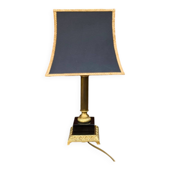 Lampe de table vintage en laiton doré et marbre noir