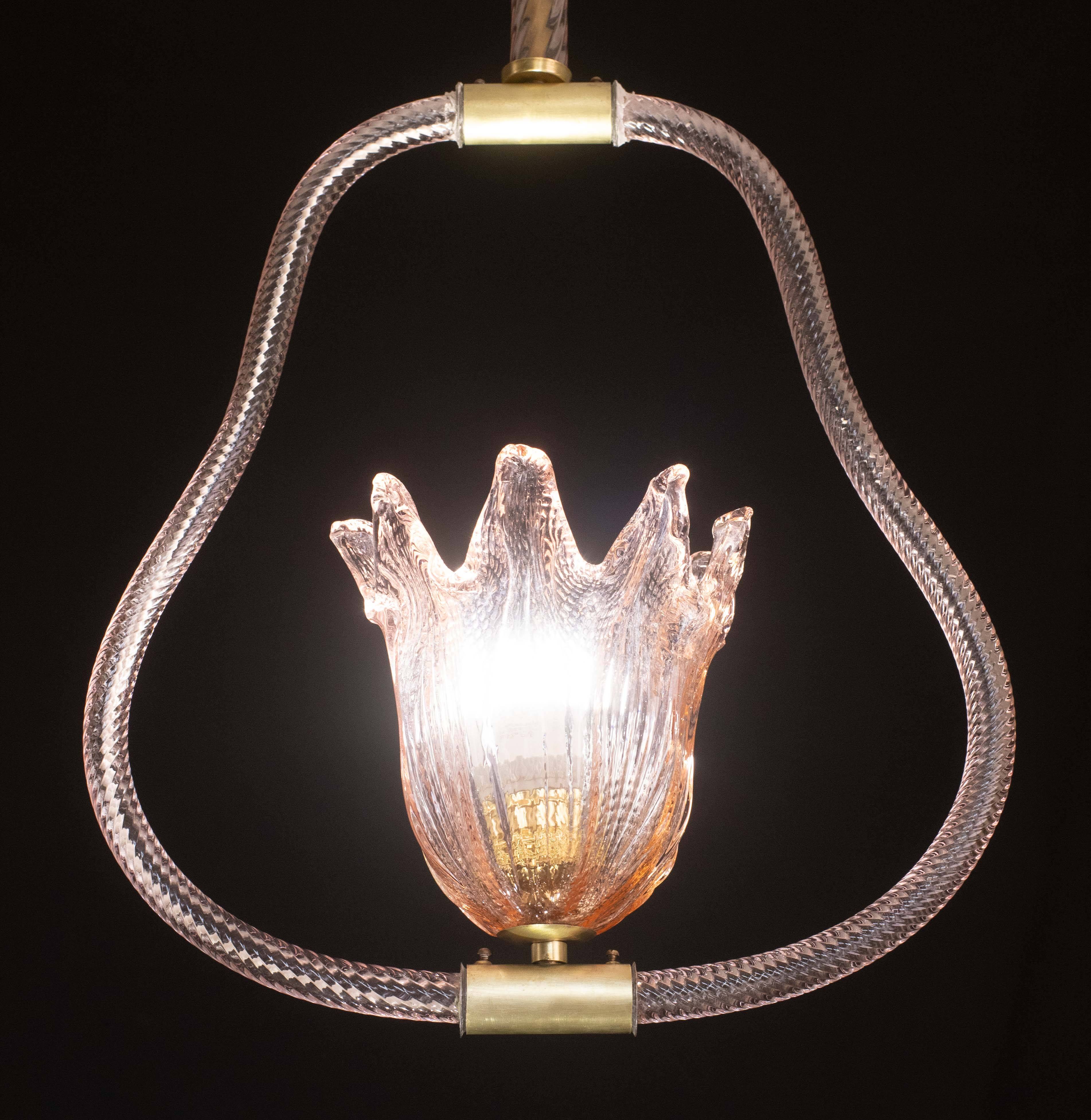 Pink Jewel Murano Glass Chandelier by Barovier e Toso, 1950s