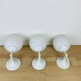3 Max Bill wall lights for Temde in opaline, 1970s