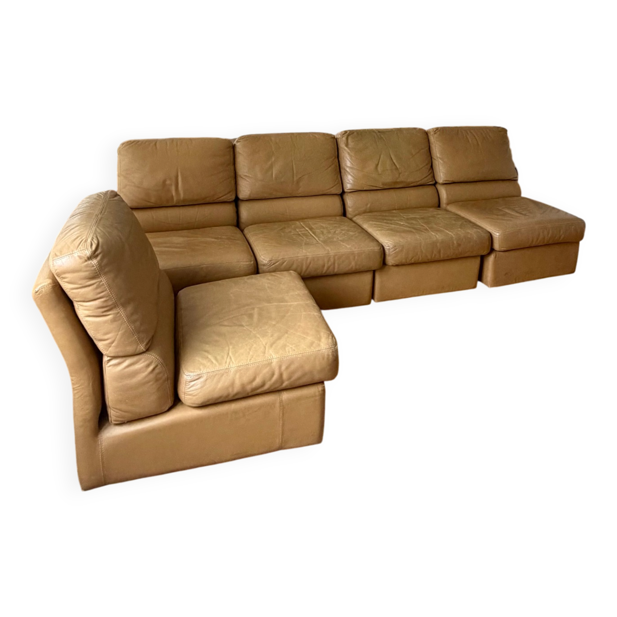 Lot de 5 chauffeuses en cuir vintage