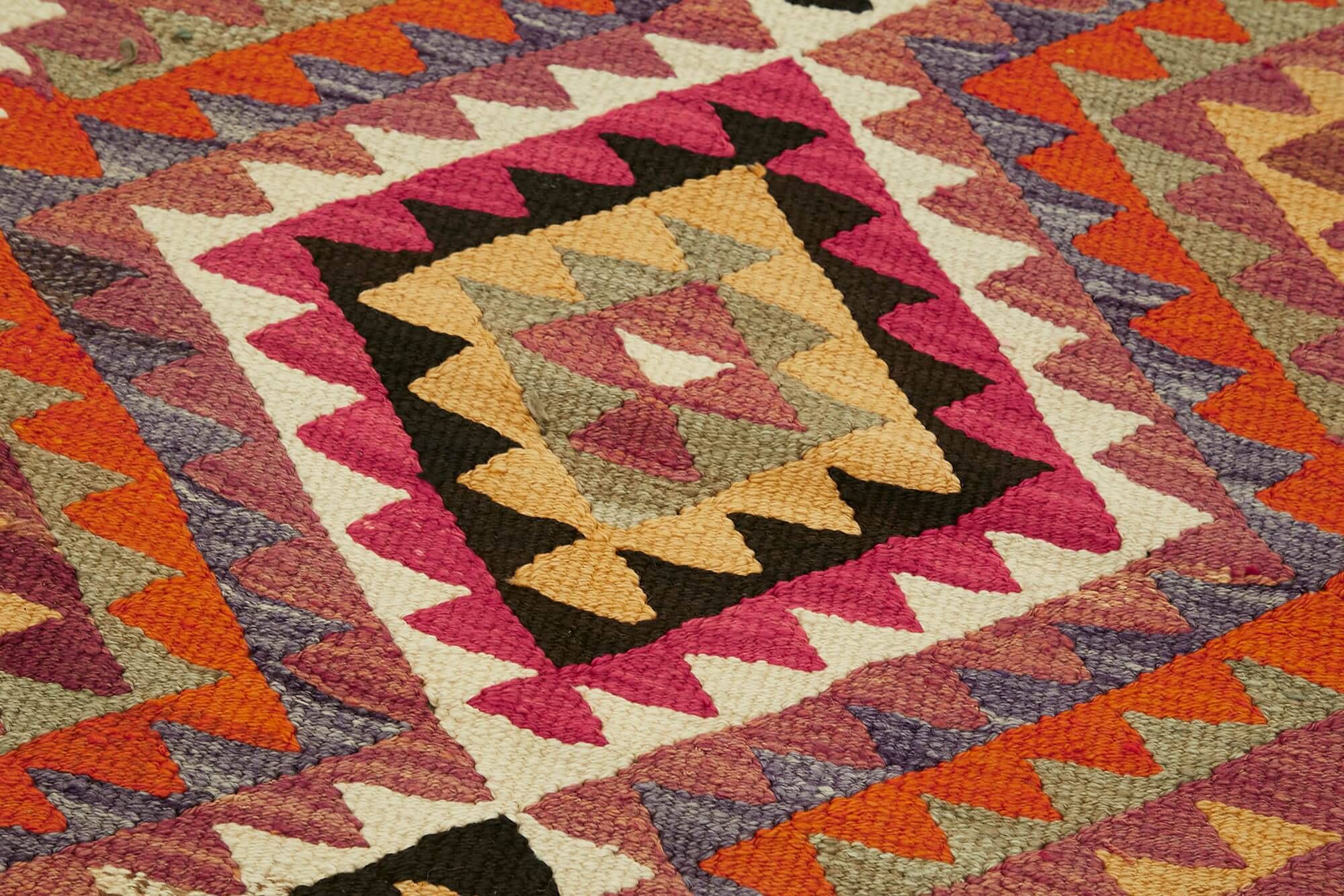 Turkish Handwoven Vintage Herki Kilim 94 cm x 361 cm