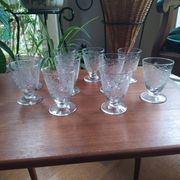 set of 10 engraved crystal liqueur glasses from the 1930s