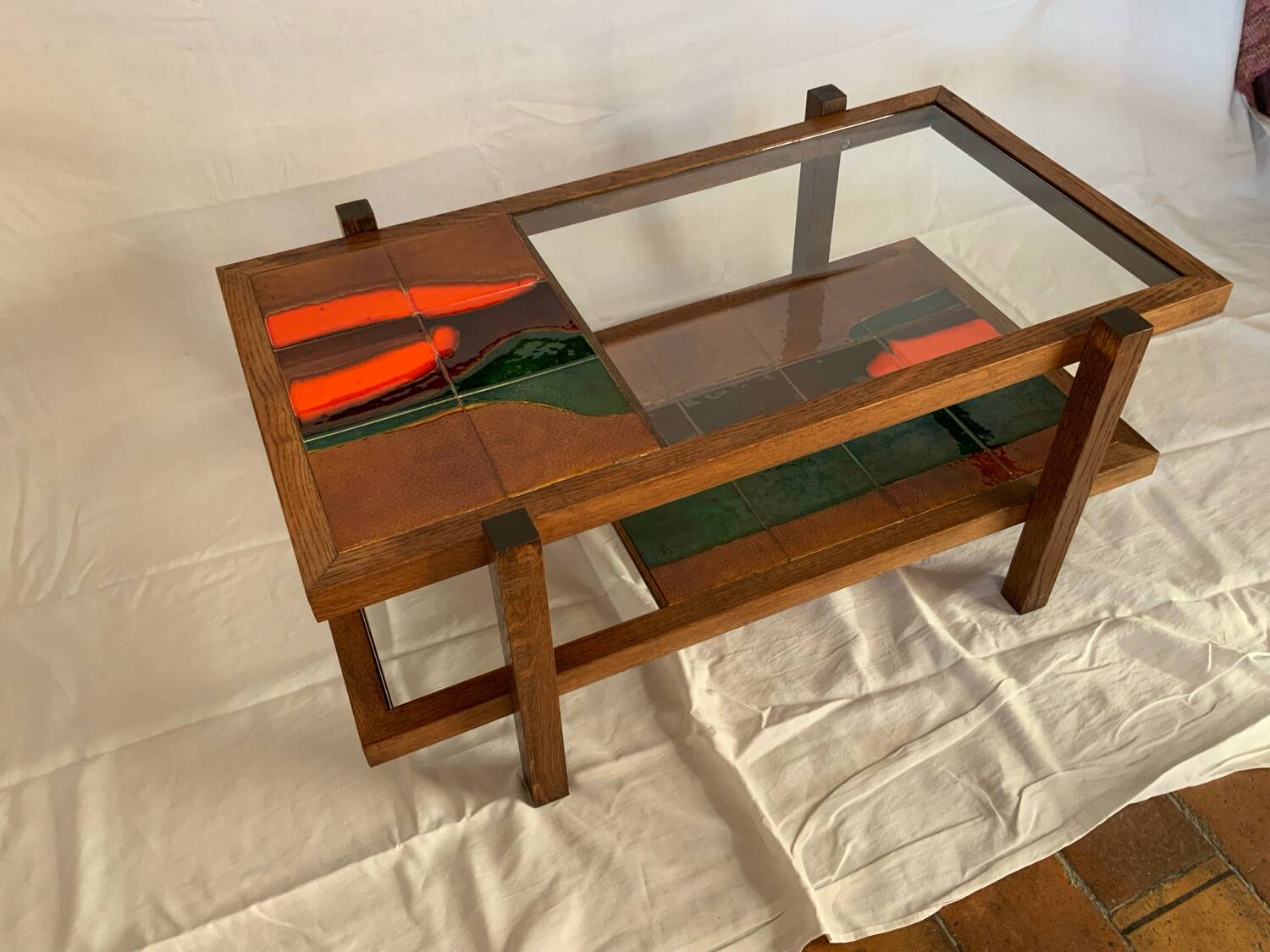 Ceramic and glass coffee table