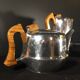 English Design Coffee and Tea Set, Picquot Ware, Brushed Aluminum, 1950