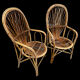 Rattan set of Provençal armchair and chair from the 60s