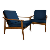 Paire de fauteuils scandinaves en teck des années 1960