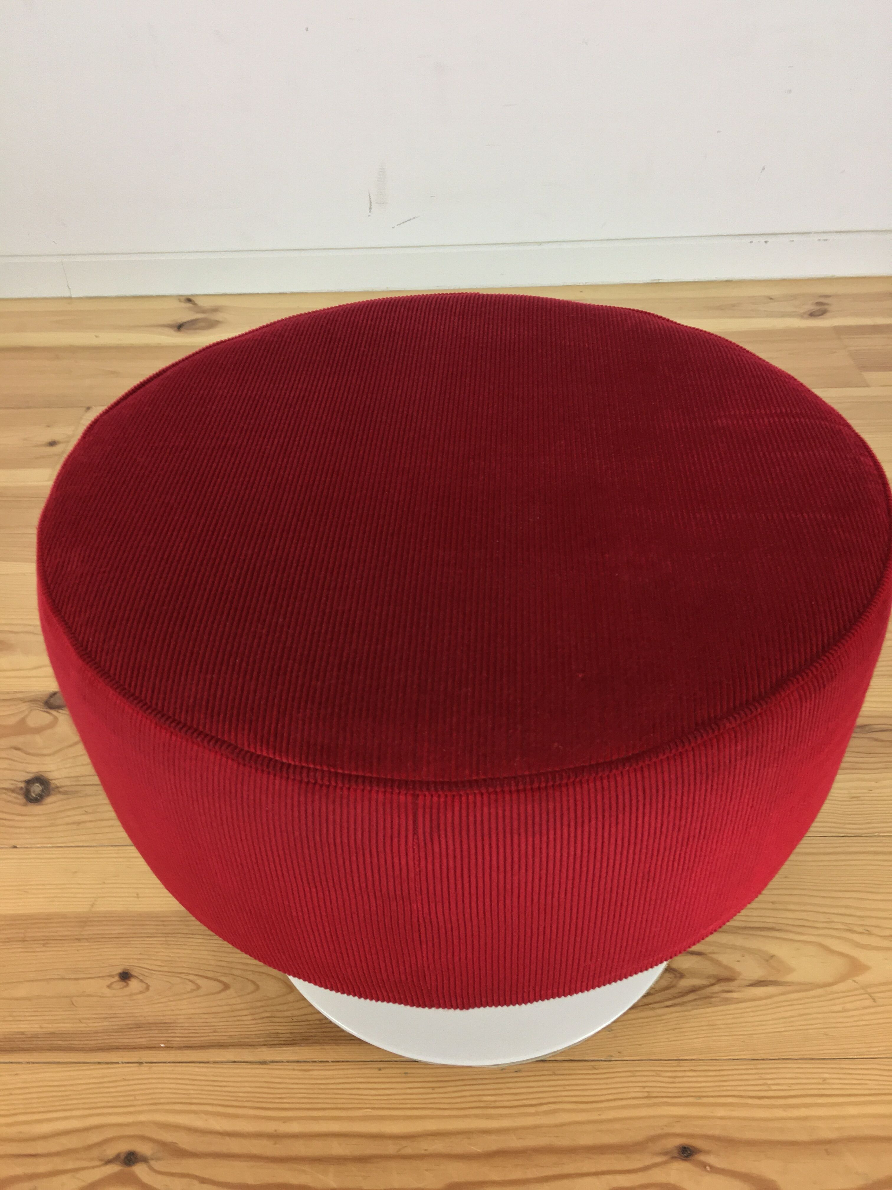 70's tulip and red velvet space age stool