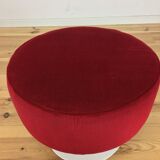 70's tulip and red velvet space age stool