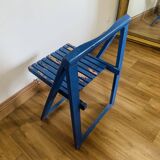 Folding chair in blue painted wood, Italy 1960
