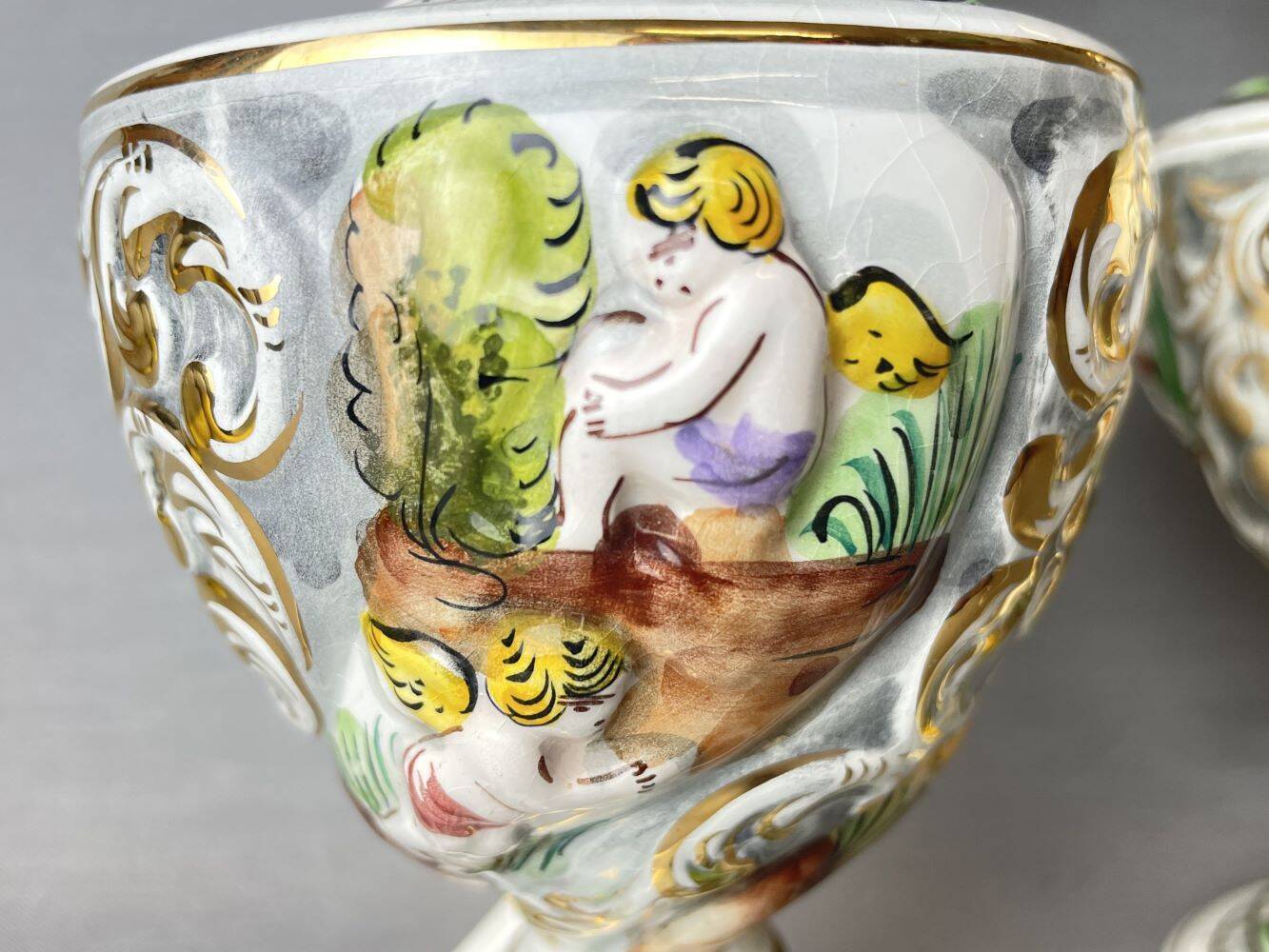 Pair Portuguese porcelain table lamps limited numbered by Alconaca