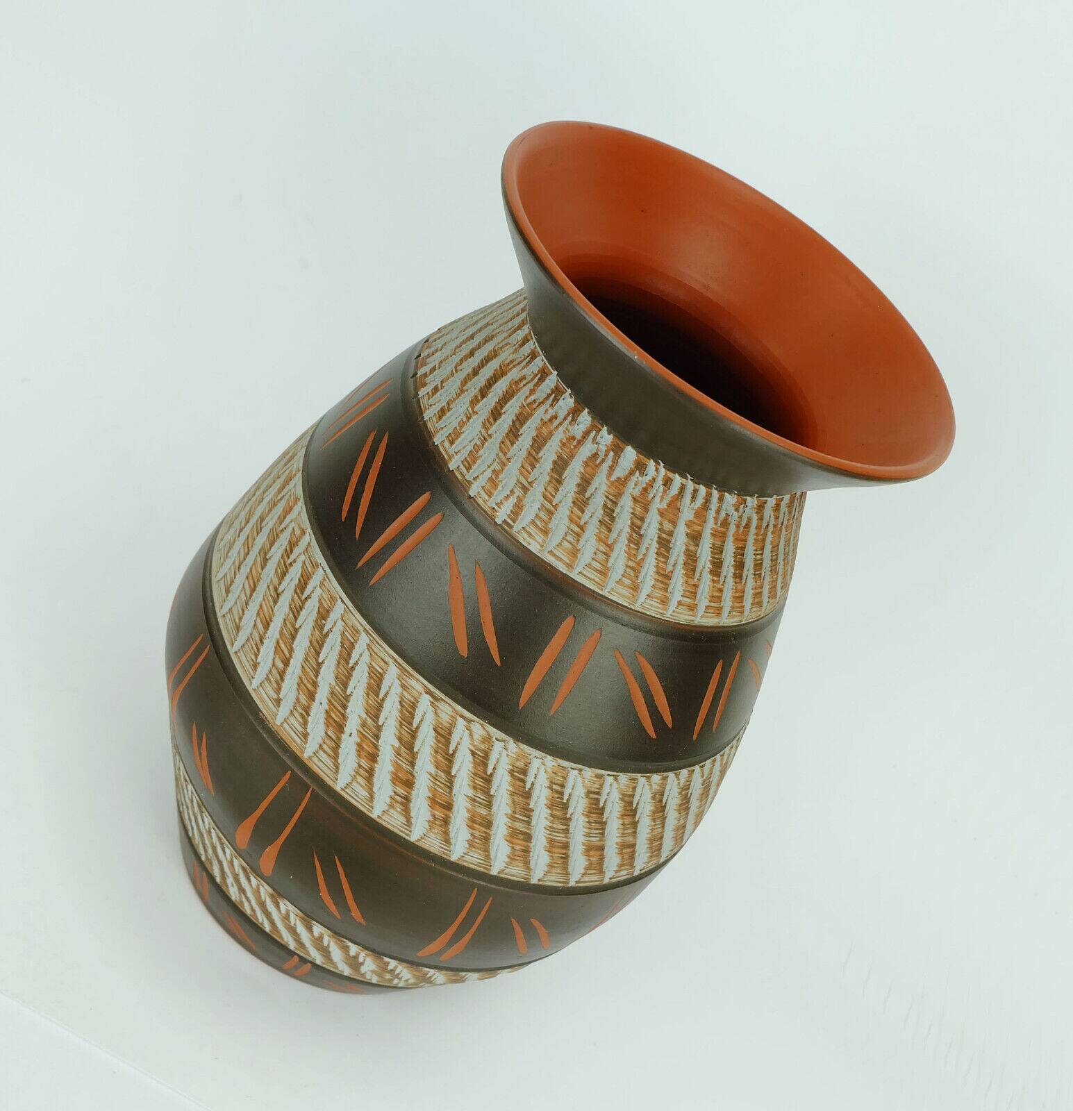 1950's akru keramik mid century VASE sgraffito decor model 10 30