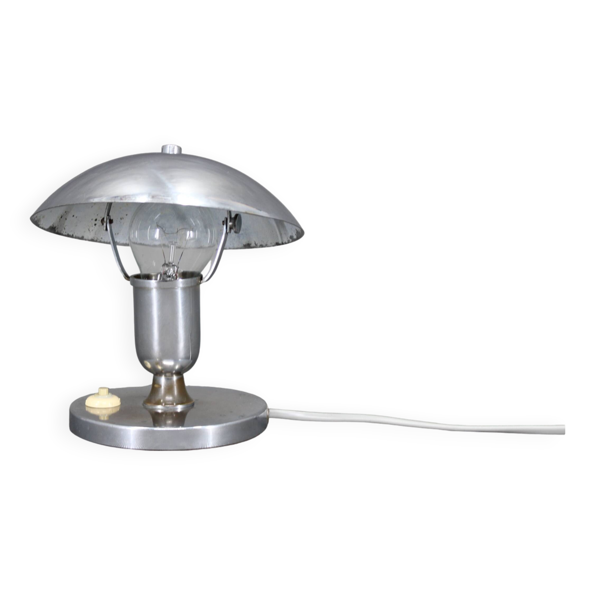 1930s Bauhaus Nickel Table Lamp, Czechoslovakia