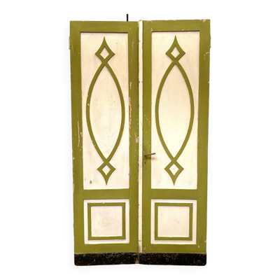 Double portes de séparation en sapin massif patiné XIX siècle