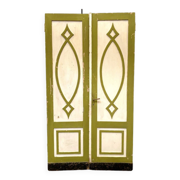 Double portes de séparation en sapin massif patiné XIX siècle