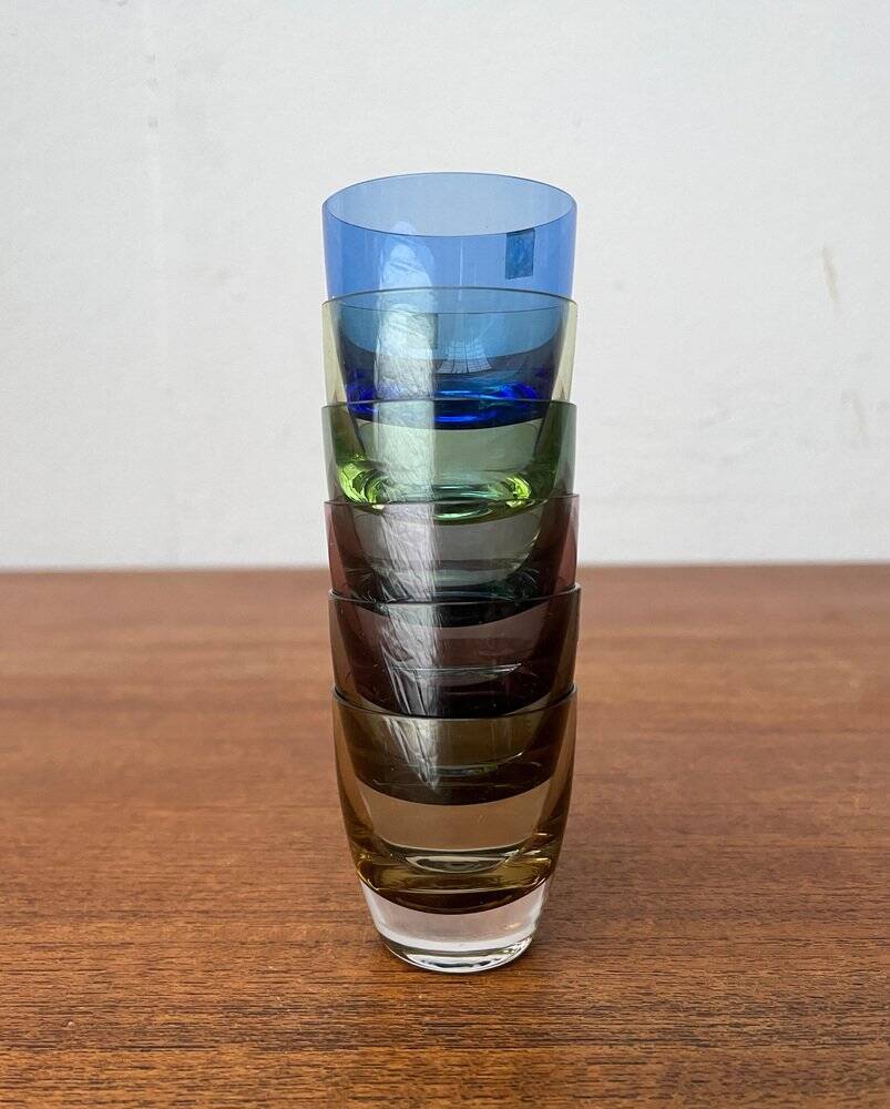 Coloured Space Age shot glasses by Gral, mid-century German, 1960s, set of 5.