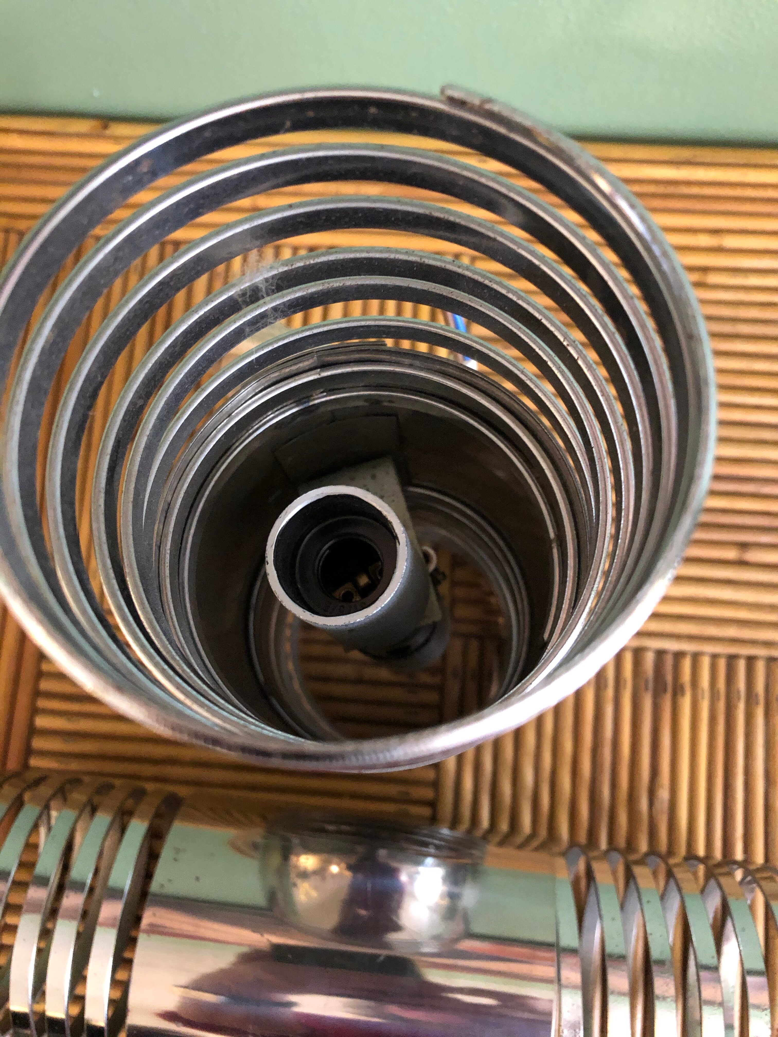 Pair of sconces "spring" chrome metal 70s