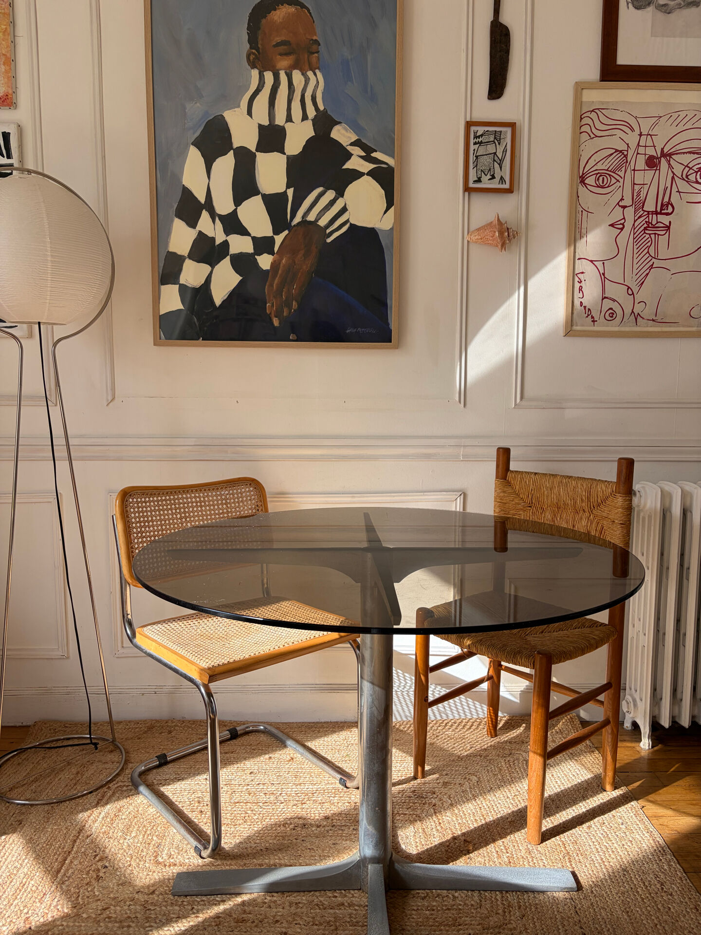 Dining table in metal and smoked glass Roche Bobois