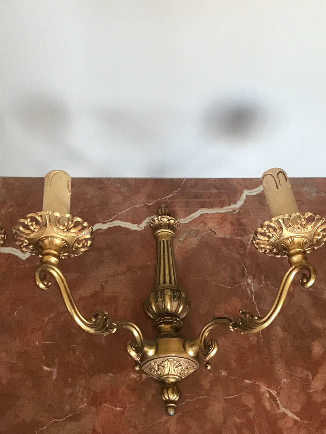 Pair of brass wall lamps Louis XV style