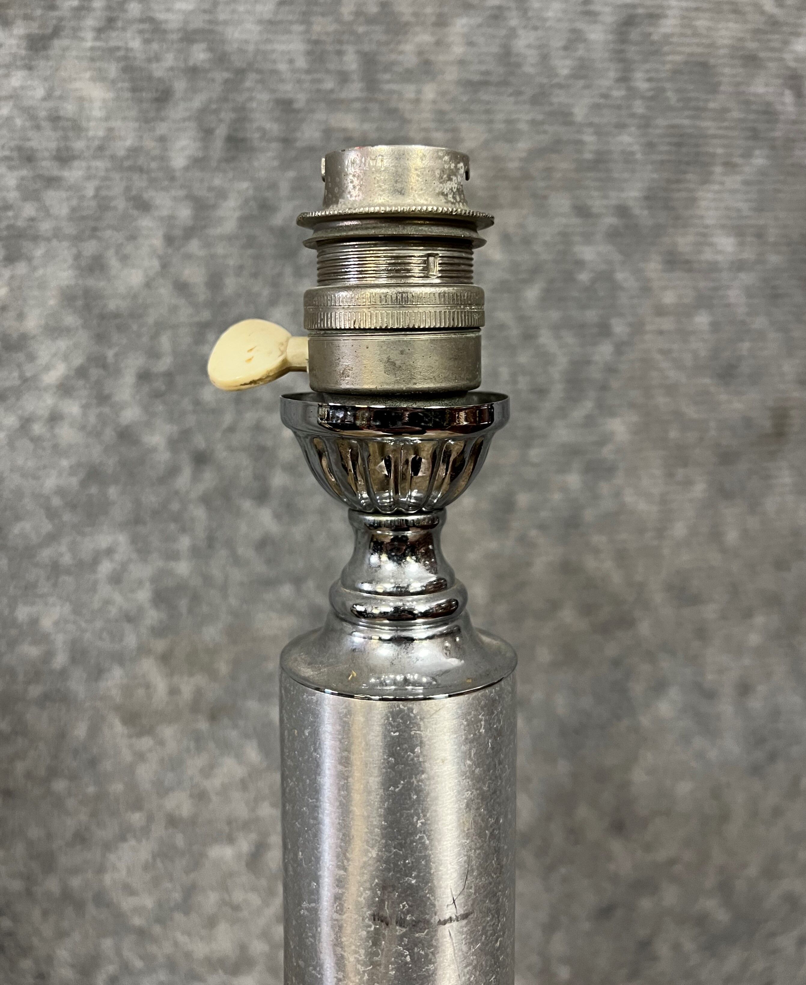 Lamp base in brushed metal and silver metal from the 1930s-1940s
