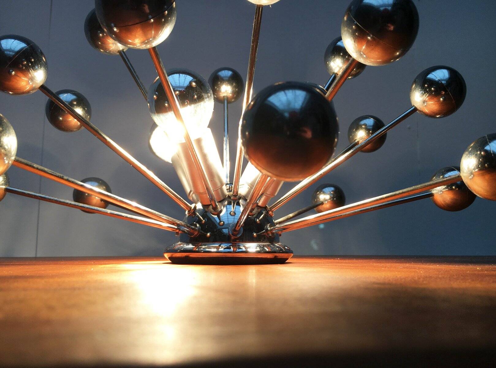 German atomic table lamp from the mid-century space age by Cosack.