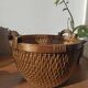 Vintage woven rattan basket - Traditional Asian wickerwork