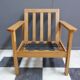 Blue fabric easy chair  in blonde wood frame 1960s