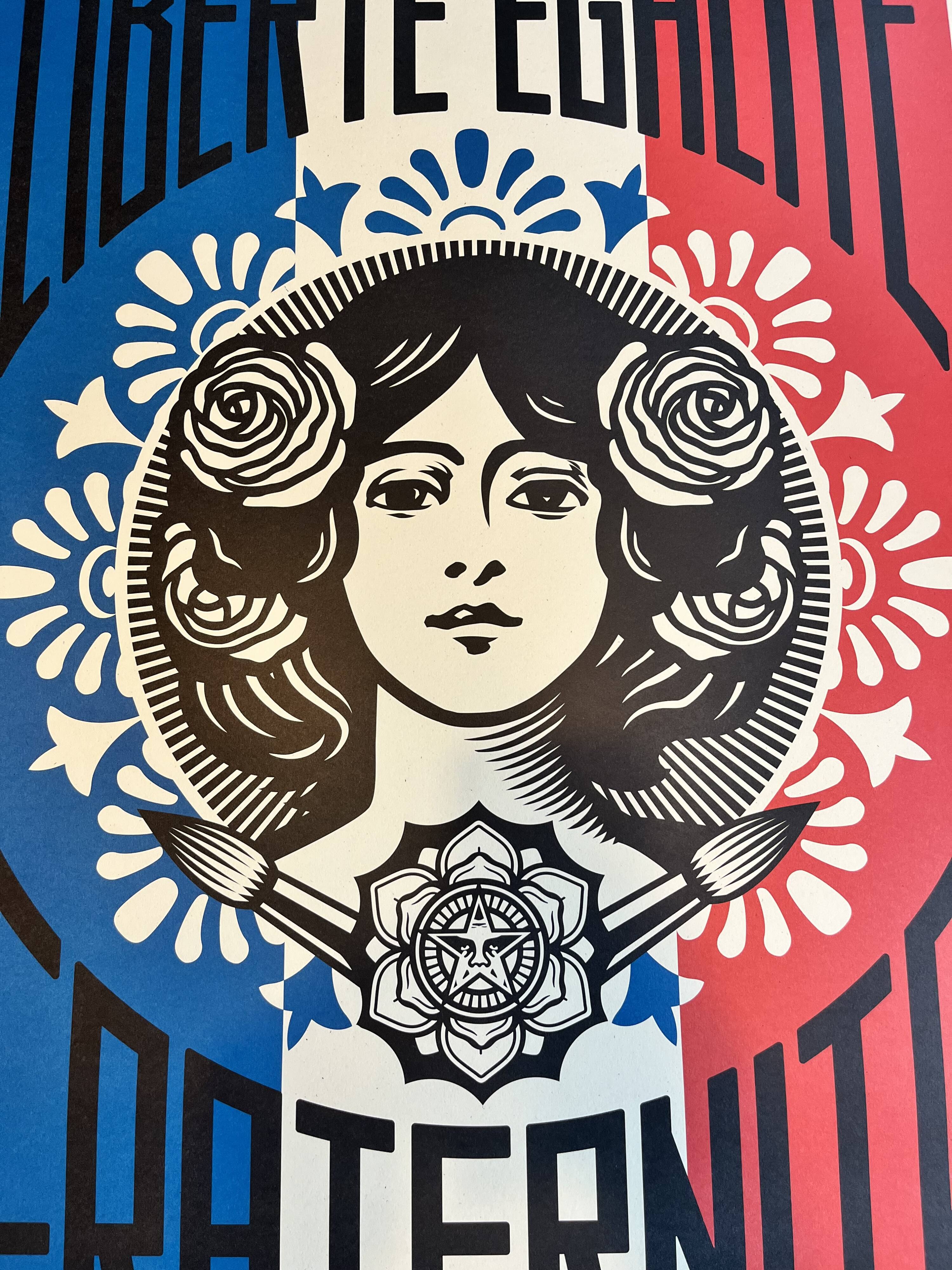 Shepard fairey (obey) - “liberty equality fraternity” screen print 91x61cm