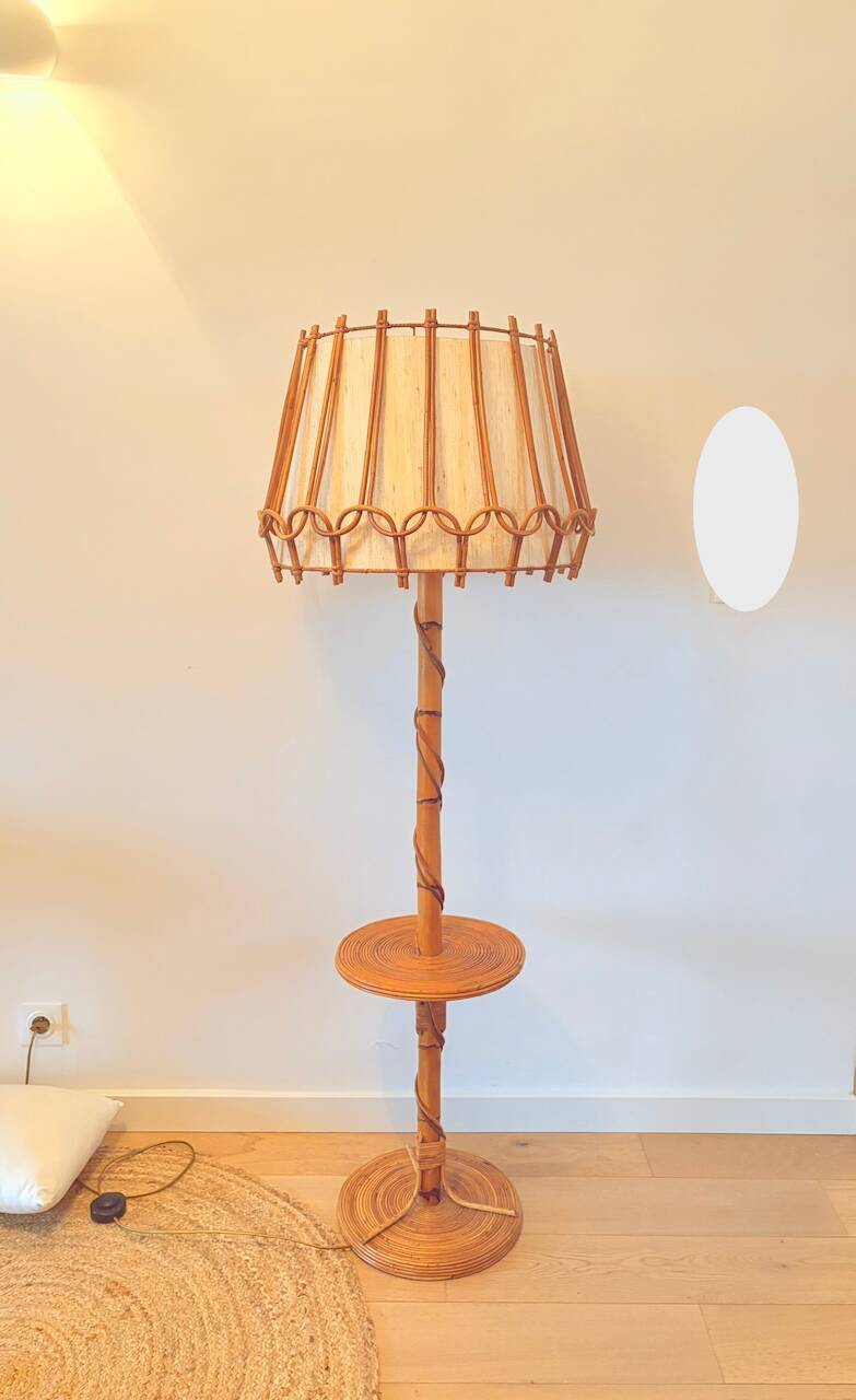 Vintage rattan floor lamp
