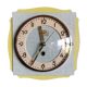 Vintage formica clock square silent wall clock "FFR yellow green"