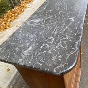 Secrétaire en noyer massif et ronce marbre gris 19ème