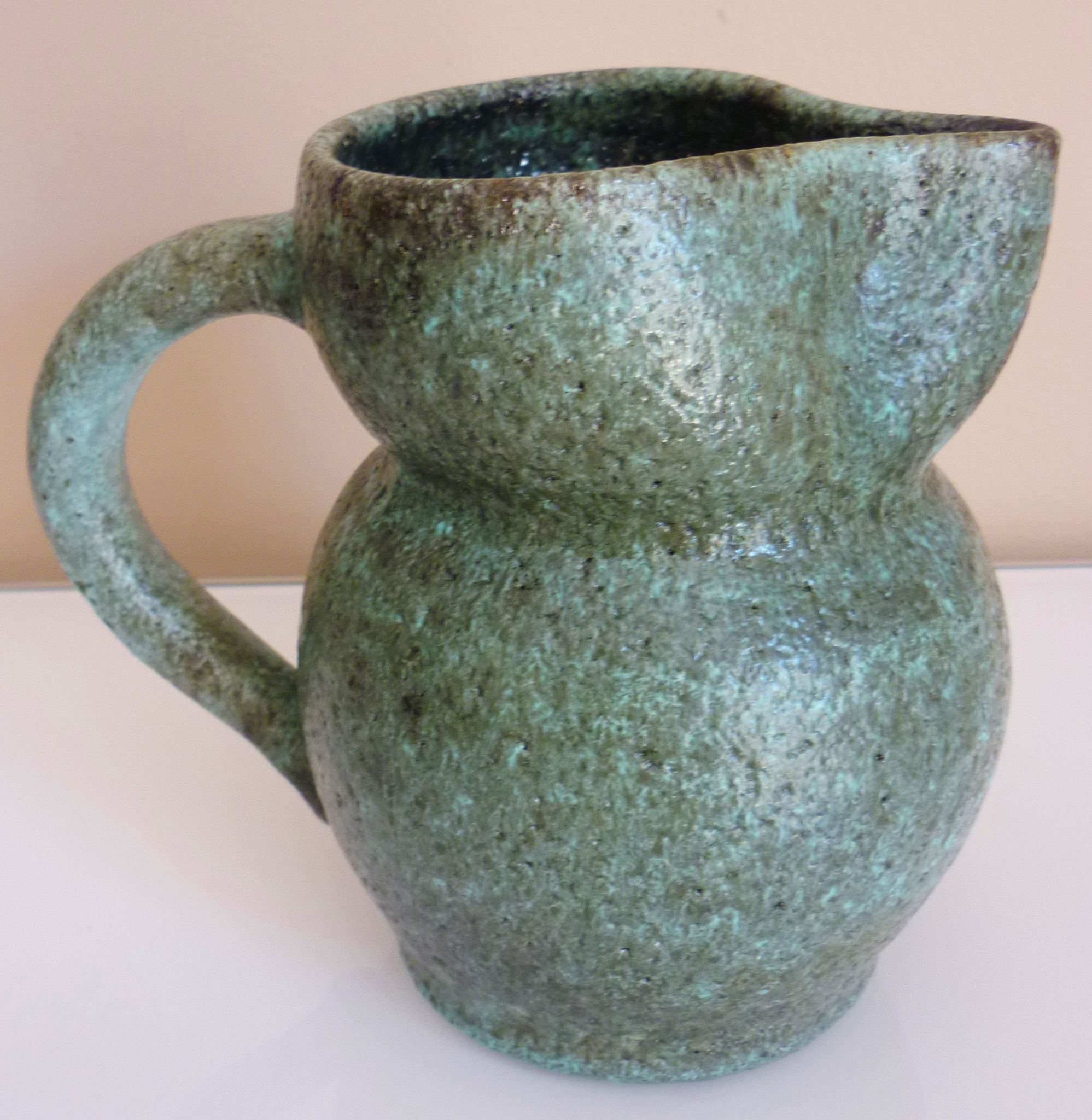 Zoomorphic pitcher in fat lava ceramic, signed Accolay, 1960s/1970s