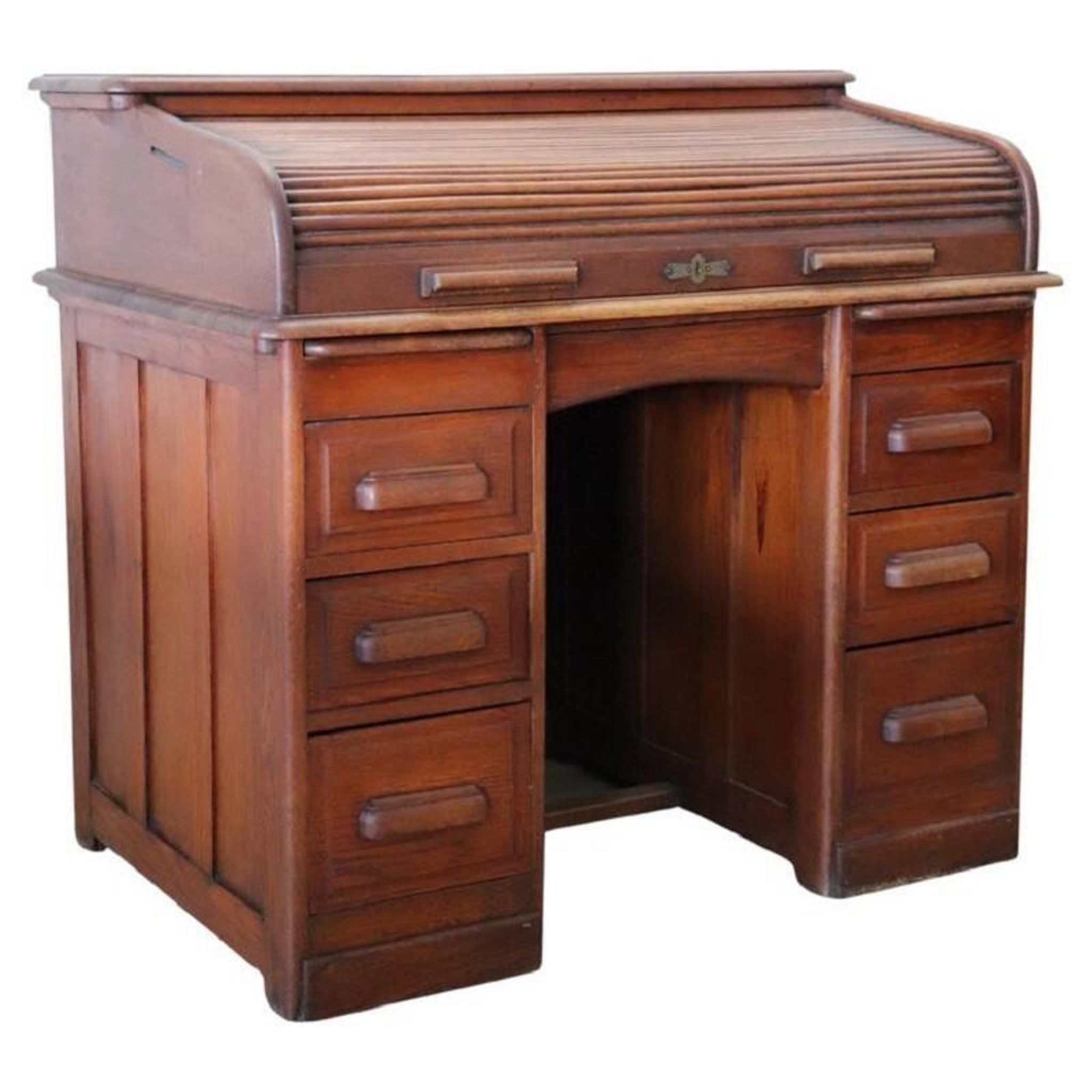 Roll Top Desk In Oak Wood, Italy Early 20th Century