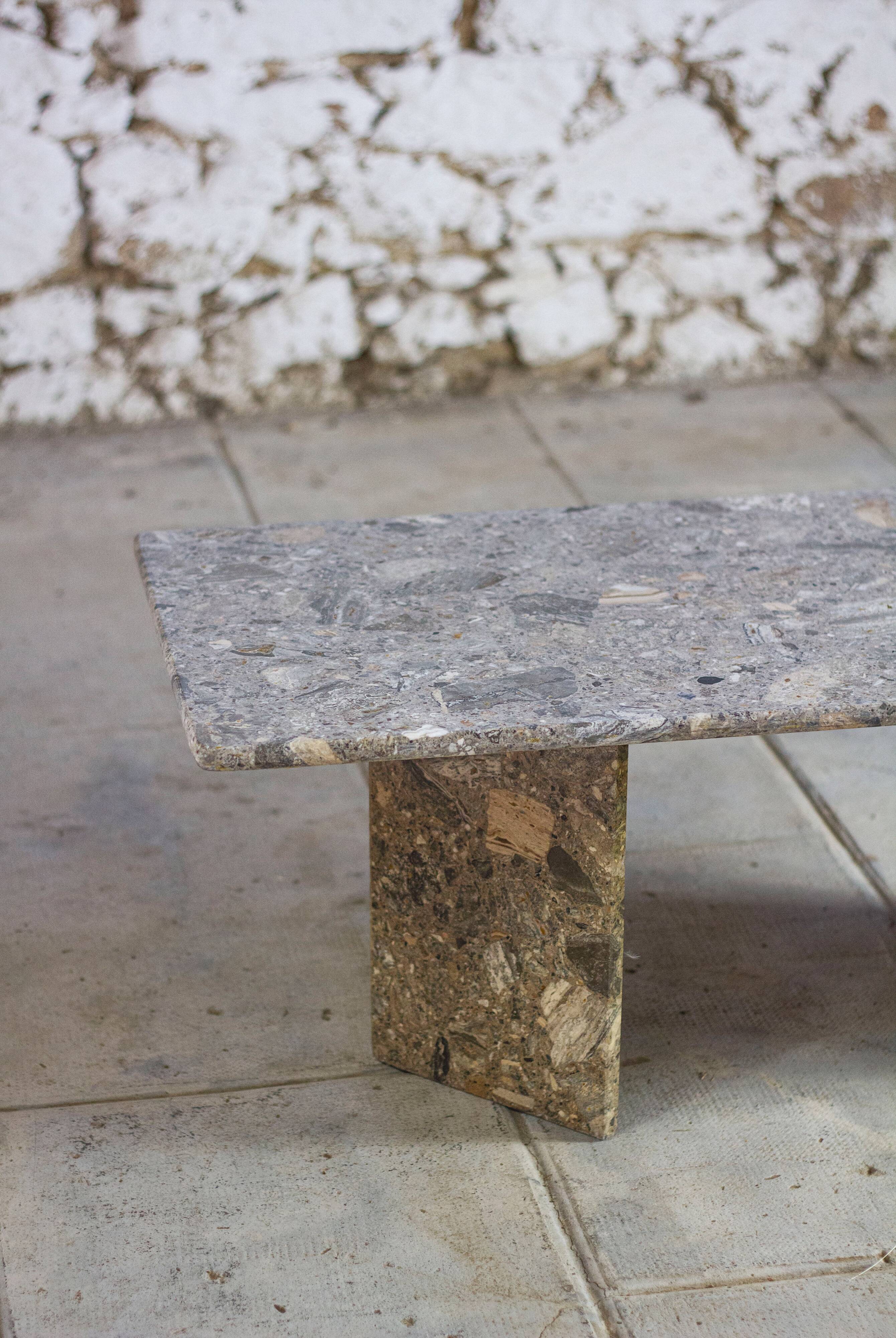 Travertine terrazzo coffee table, 1970