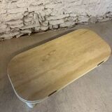 Table basse travertin et laiton doré vintage