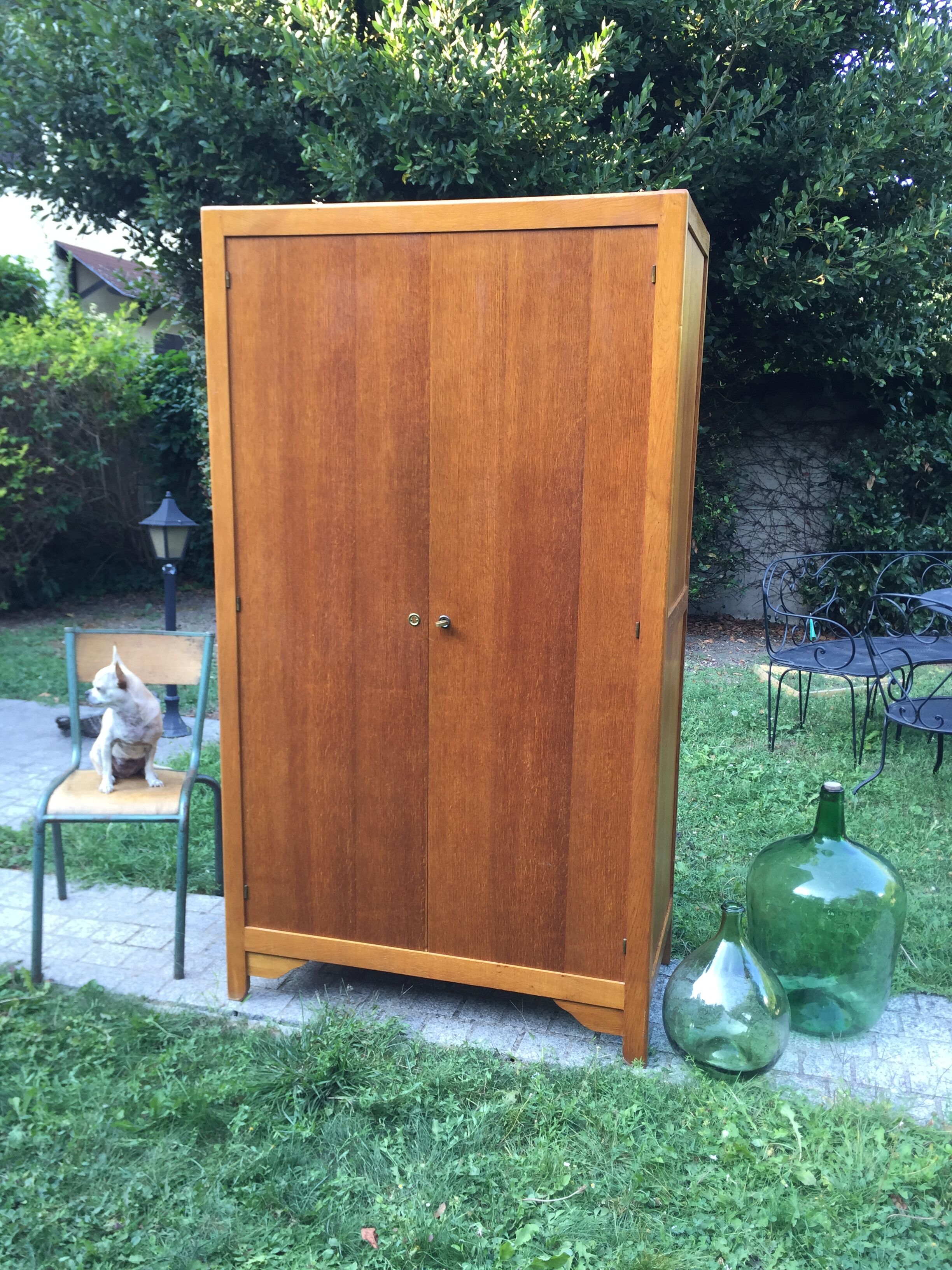 School vintage 1950 in blond oak wardrobe