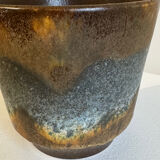 Vintage MCM handmade ceramic fat lava pottery flower planter Mid Centu