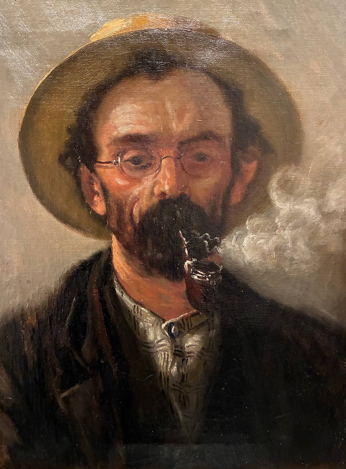 Pipe smoker portrait, 19th century