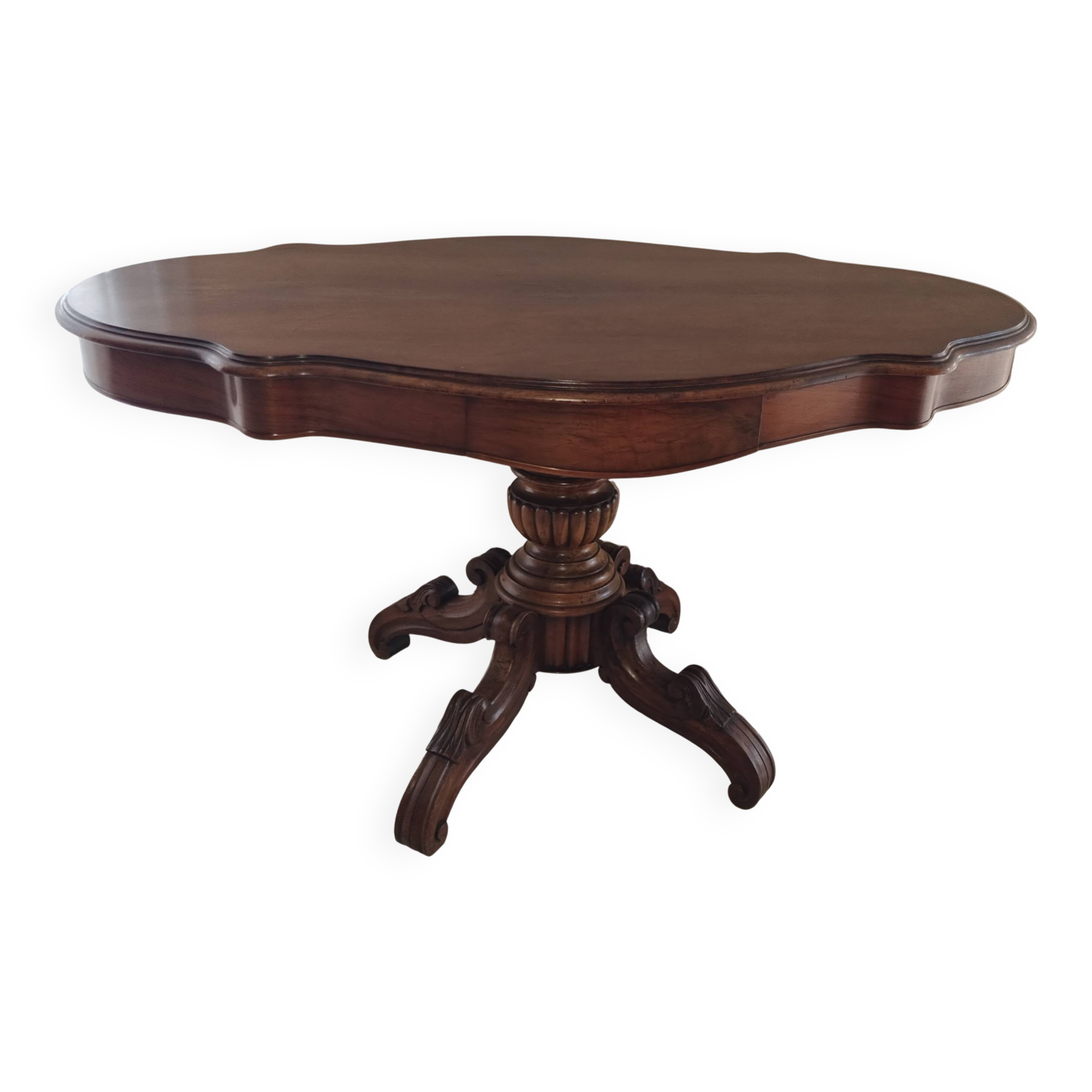 Walnut violin table with 2 drawers