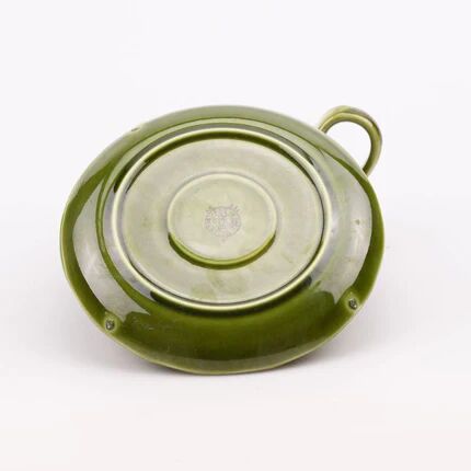Set of 4 green porcelain cups and milk jug by Boch.