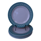 Set of 6 KIFO L'Amandinoise flat plates with green leaf design.