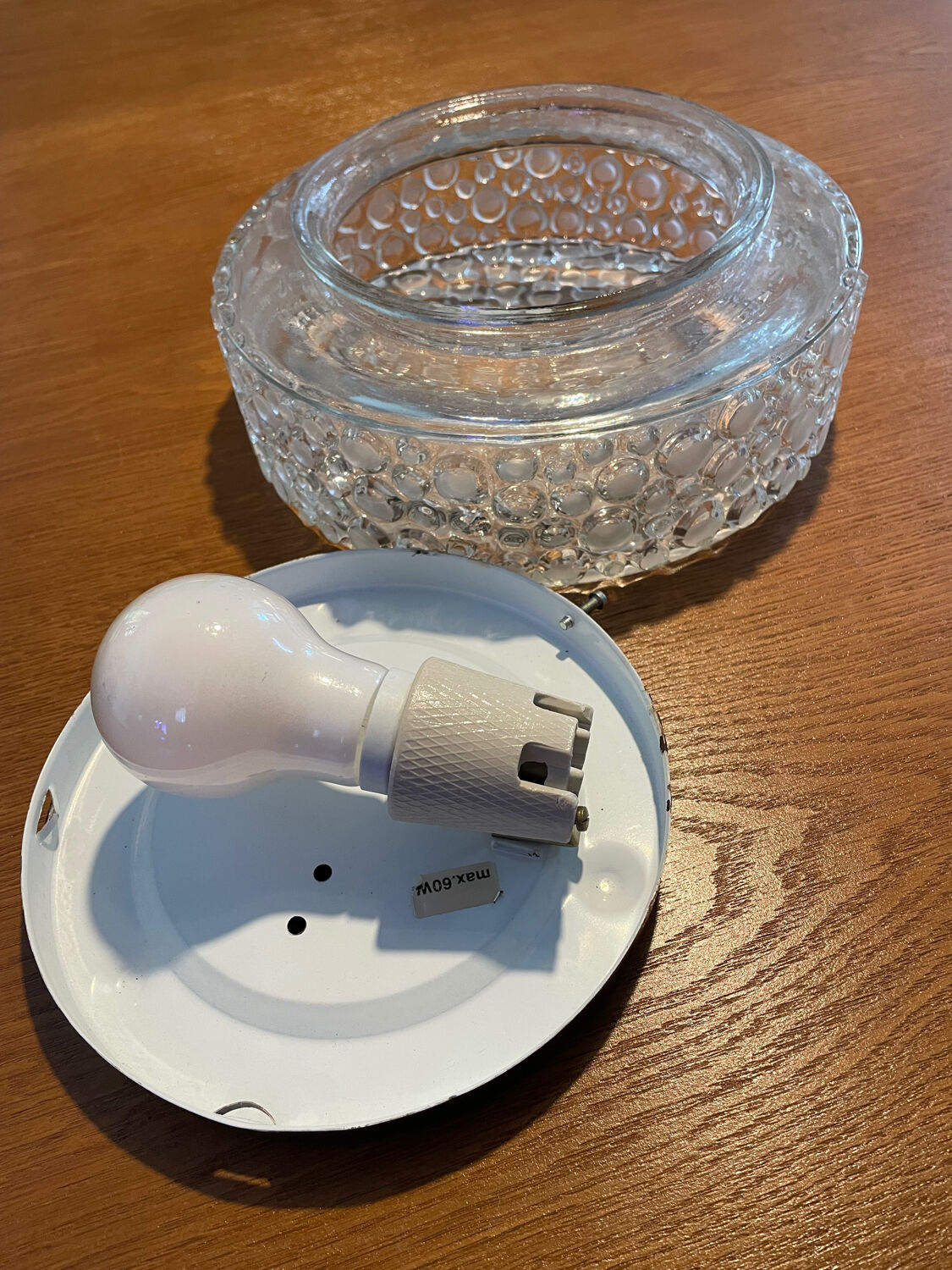 Pressed glass ceiling light, 1970