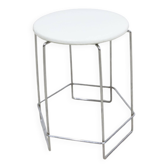 Tabouret 1980 fil d'acier et vinyl style max sauze