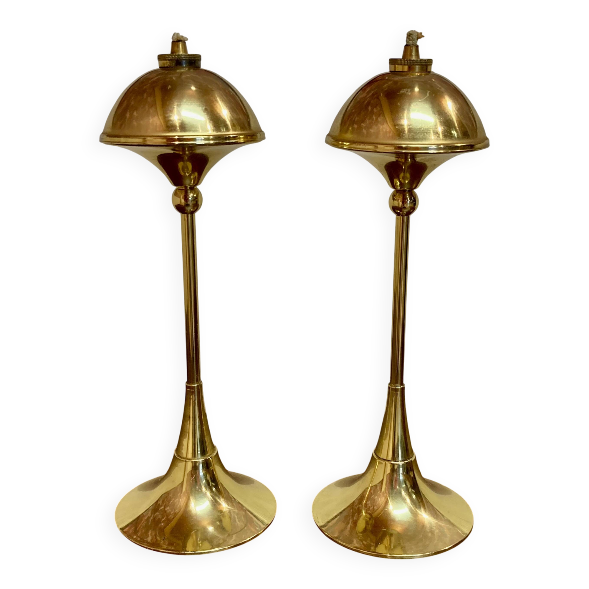 Pair of 1960s Scandinavian design oil lamps.