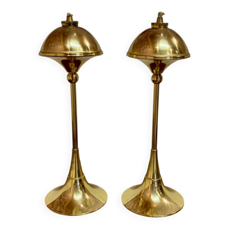 Pair of 1960s Scandinavian design oil lamps.